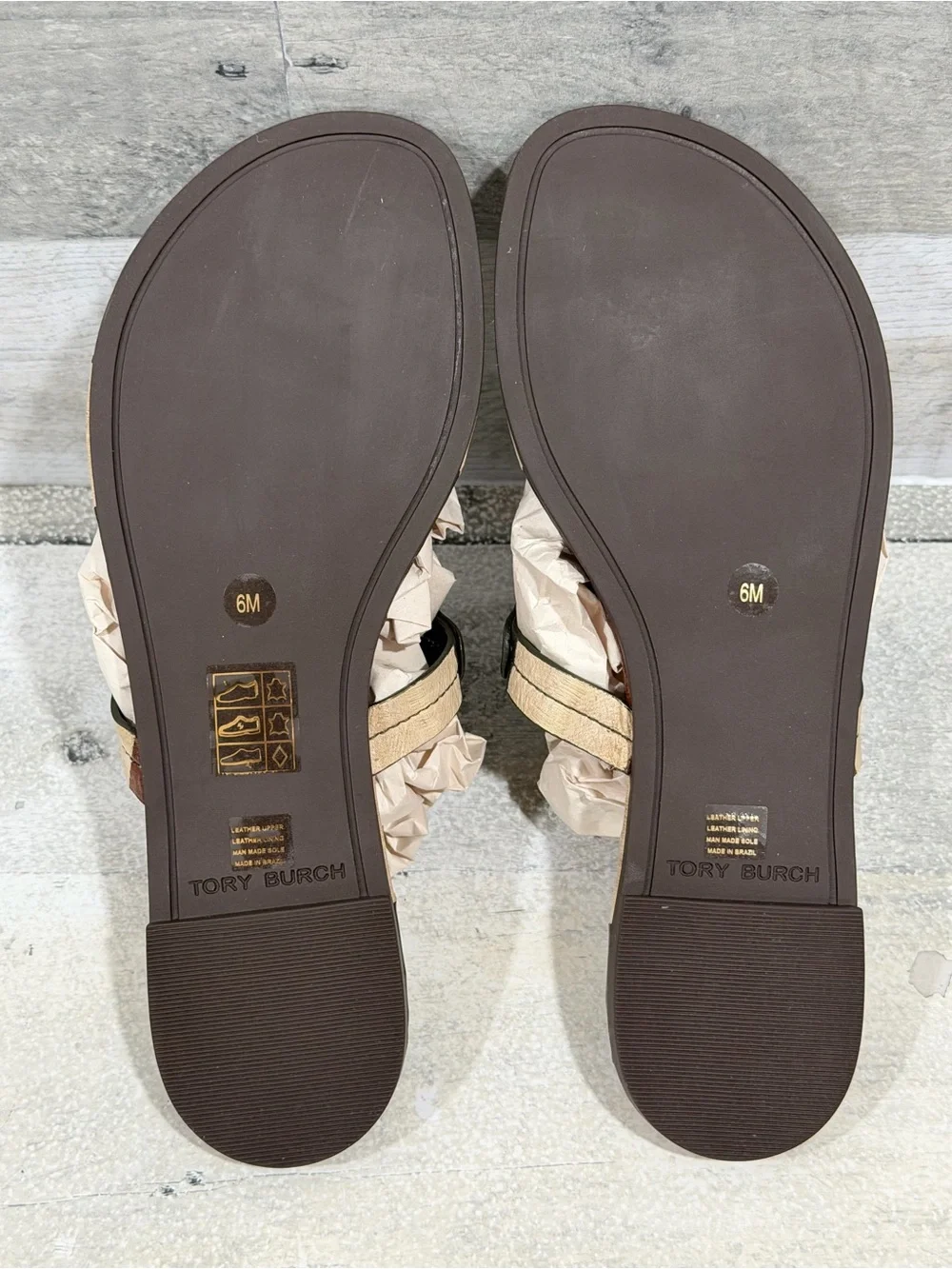 TORY BURCH Eel Leather Miller Sandal In Neutral Stripe Eel - Size - 6
